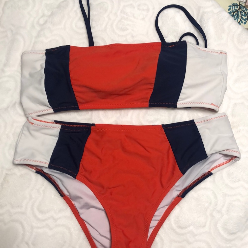 Bandeau swim suit with straps